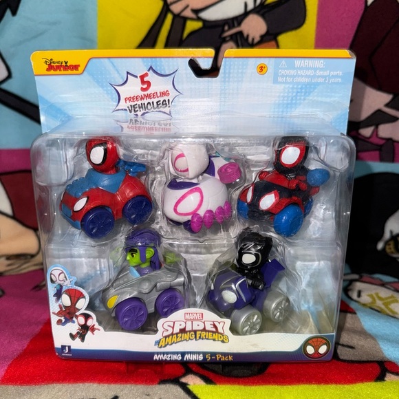 MARVEL Spidey And His Amazing Friends Amazing Minis 5 Pack Cart Racers - Picture 1 of 13